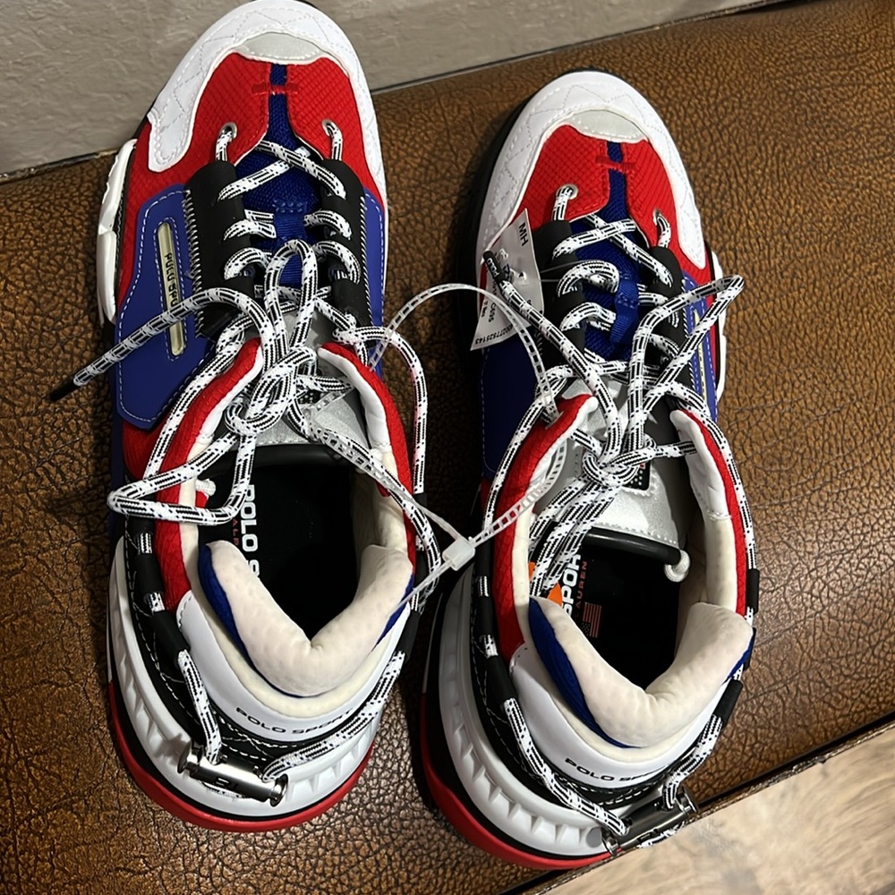 Brand New Ralph Lauren’s Polo Sport PS200 Casual Sneakers Red, White & Purple! - Picture 3 of 12